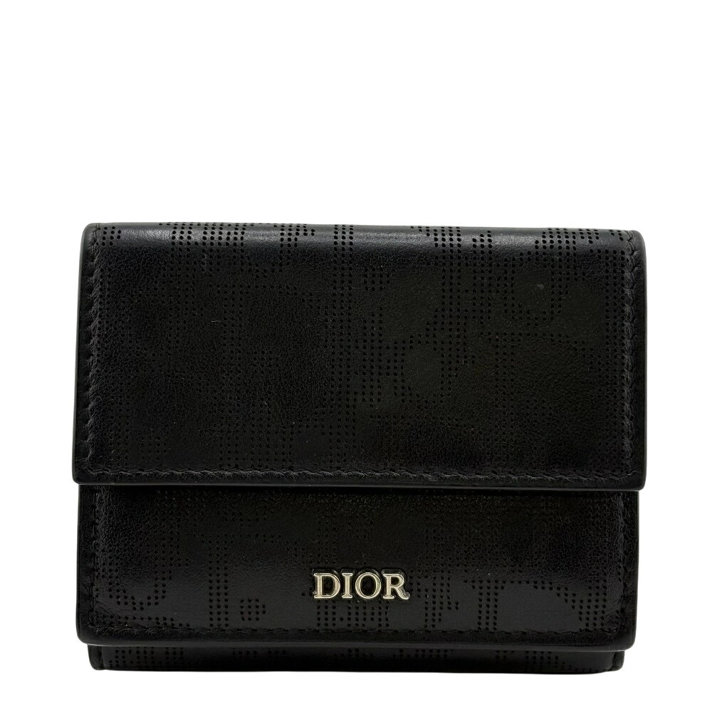 Christian Dior Oblique Galaxy Compact Wallet Tri fold wallet Billfold Black - Picture 3 of 4